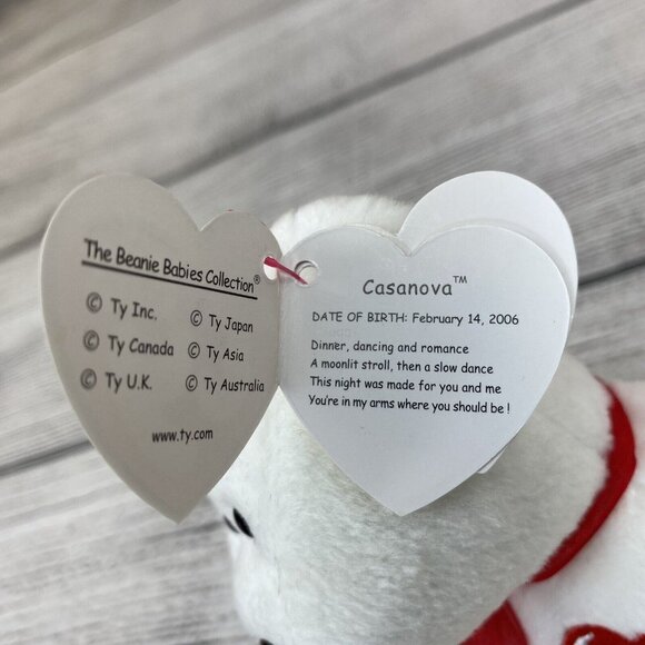 Beanie Babies TY Valentina & Casanova Valentines Day Love Heart Teddy Bears Toys - Picture 15 of 15